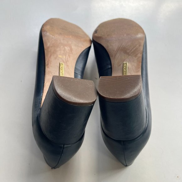 Louise Et Cie Women’s Lilla Leather Bow Heels Navy Blue Gold Size 7M Slip On - Picture 5 of 6